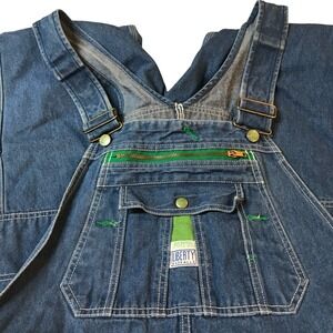 Liberty Overalls Denim Blue Bib Workwear Carpenter Pants Men's 38x34 (36x31)